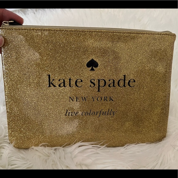 BRAND NEW KATE SPADE GOLD CLUTCH/WALLET/MAKE-UP BAG W/O TAG - Picture 1 of 3